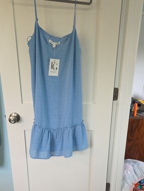 Lola Grace Light Blue Ruffle-Hem Mini Dress